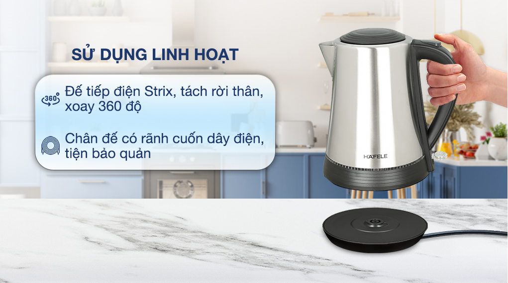 Bình đun siêu tốc Hafele 1.7 lít HS-K1703X - Đế tiếp điện