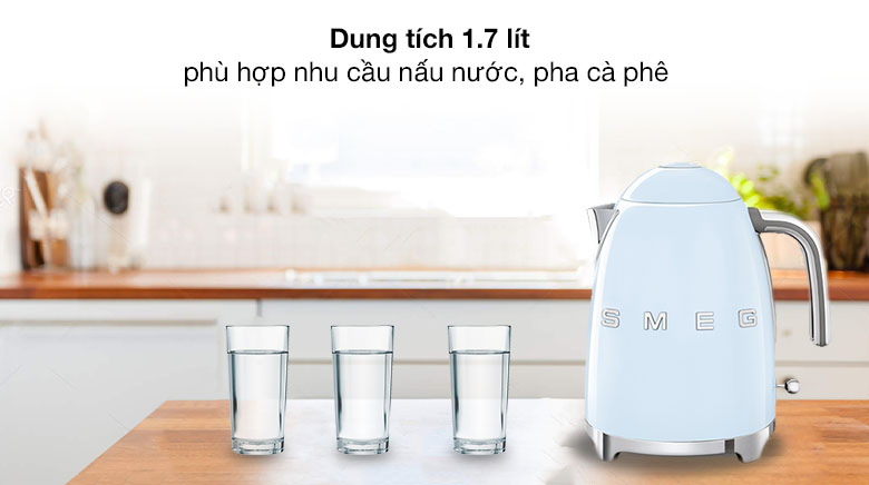 Dung tích 1.7 lít - Bình đun siêu tốc Smeg 1.7 lít KLF03PBEU (535.43.678)