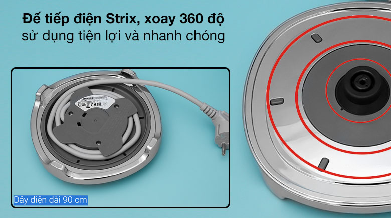 Đế xoay tròn - Bình đun siêu tốc Smeg 1.7 lít KLF03PBEU (535.43.678)
