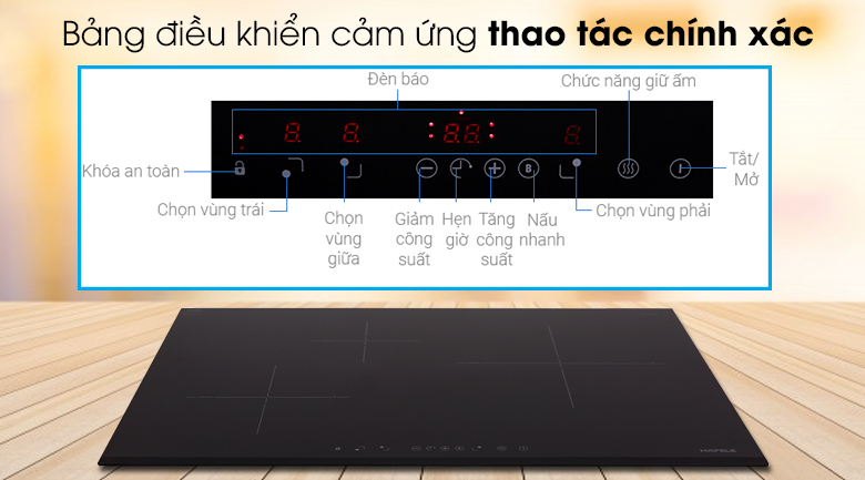Bếp từ 3 vùng nấu Hafele HC-IS773EA - Bảng điều khiển cảm ứng chạm để tùy chỉnh chức năng chính xác, dễ dàng