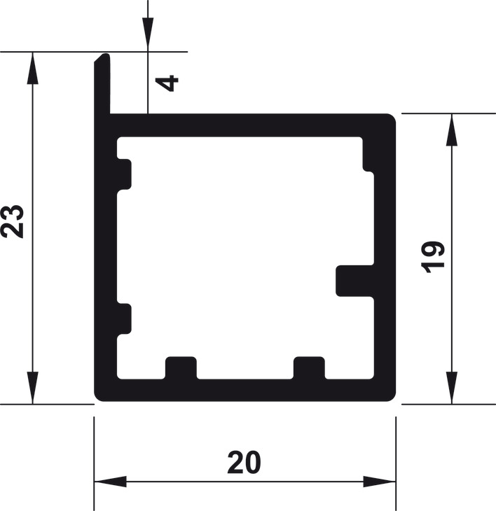 Khung kính nhôm, Thanh nhôm S01, 20 x 23 mm, Mã số 563.58.323
