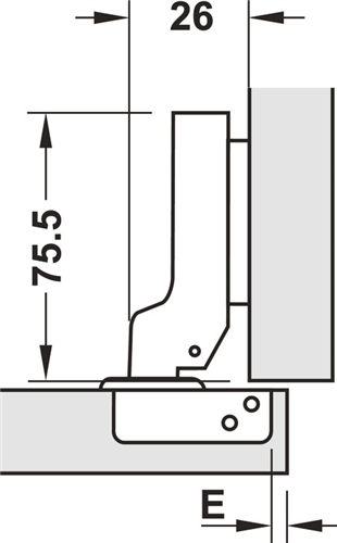 Bản lề âm, Metalla SM 110°, inox, gắn trùm bán phần, Mã số 315.06.351