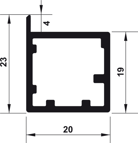 Khung kính nhôm, Thanh nhôm S01, 20 x 23 mm, Mã số 563.58.923