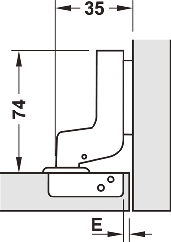 Bản lề âm, Metalla SM 110°, inox, lắp âm, Mã số 315.06.352