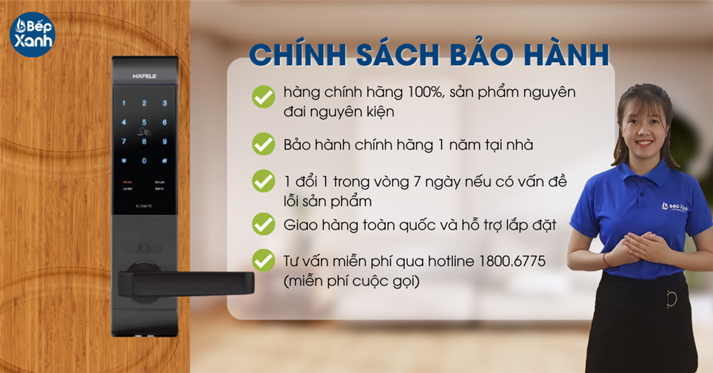 chính sách mua hàng và bảo hành khoá điện tử hafele