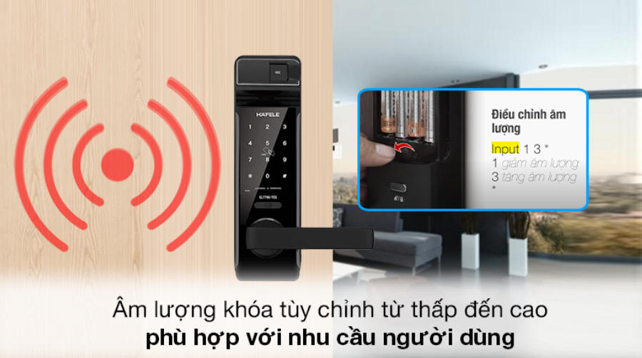 Điều chỉnh âm thanh - Khóa điện tử Hafele thân khóa lớn EL7700 (912.05.584)