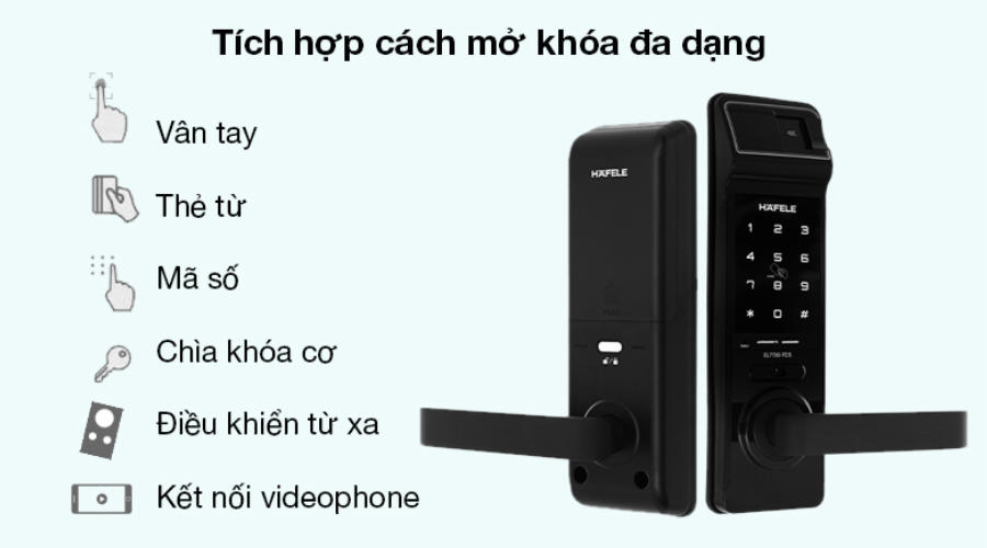 Khóa điện tử Hafele thân khóa lớn EL7700 (912.05.584) - Tích hợp cách mở khóa đa dạng