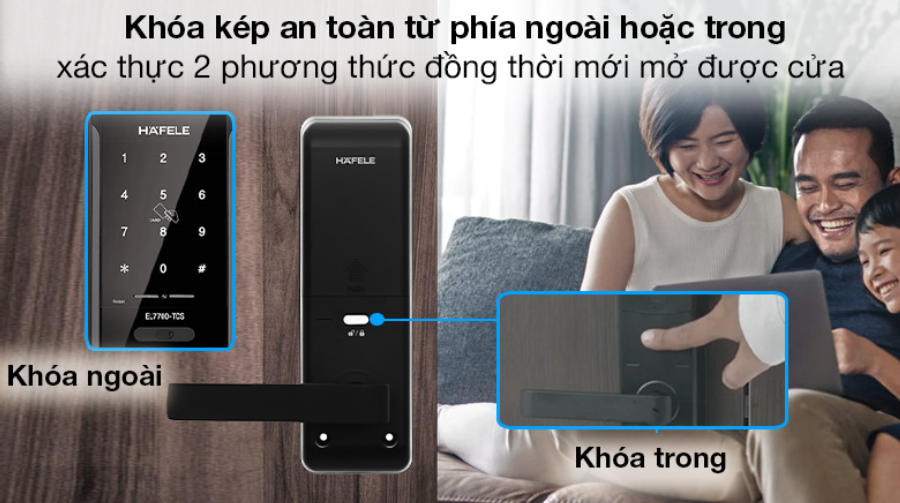 Khóa kép - Khóa điện tử Hafele thân khóa lớn EL7700 (912.05.584)