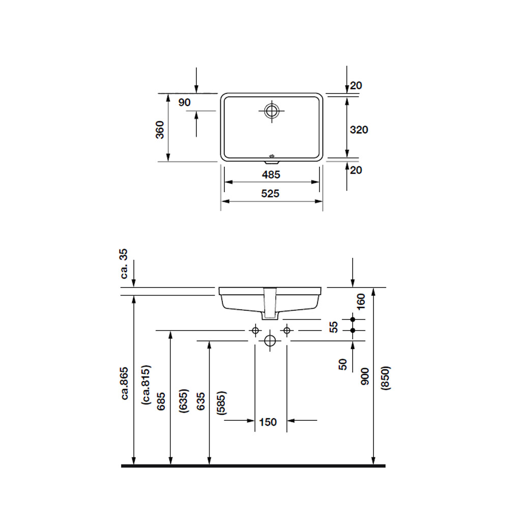 Kích thước Chậu lavabo Duravit Vero 588.45.282