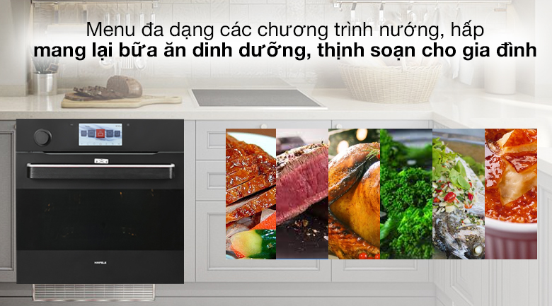 Menu nấu - Lò nướng và hấp lắp âm Hafele HO-T60B (535.02.711) 65 lít