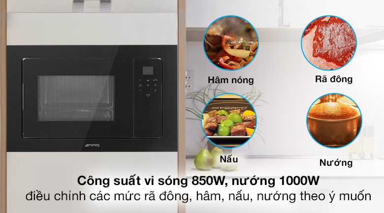 Công suất - Lò vi sóng âm Smeg FMI120N2 20 lít (536.64.961)
