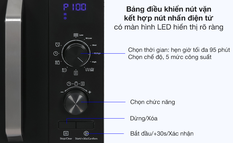 Bảng điều khiển - Lò vi sóng có nướng Hafele HW-F23B (538.31.270) 23 lít