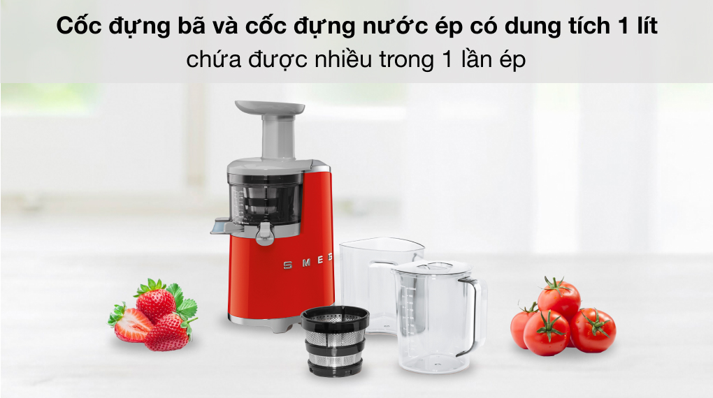 Máy ép chậm Smeg SJF01RDEU (535.43.629) - Dung tích