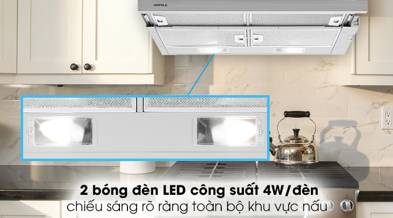 Máy hút mùi âm tủ Hafele HH-S70A - Độ sáng cao, giảm tiêu hao điện năng tối đa với hệ thống 2 bóng đèn LED