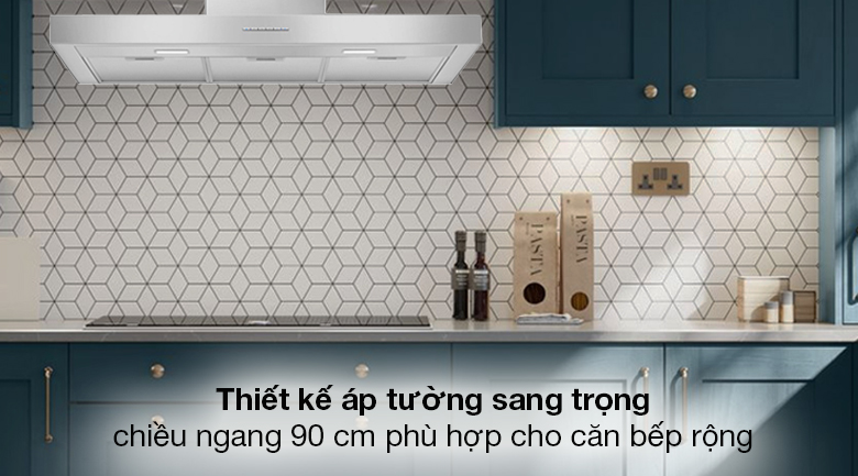 Máy hút mùi áp tường Smeg KBT900XE (536.84.493) - Thiết kế áp tường gọn gàng