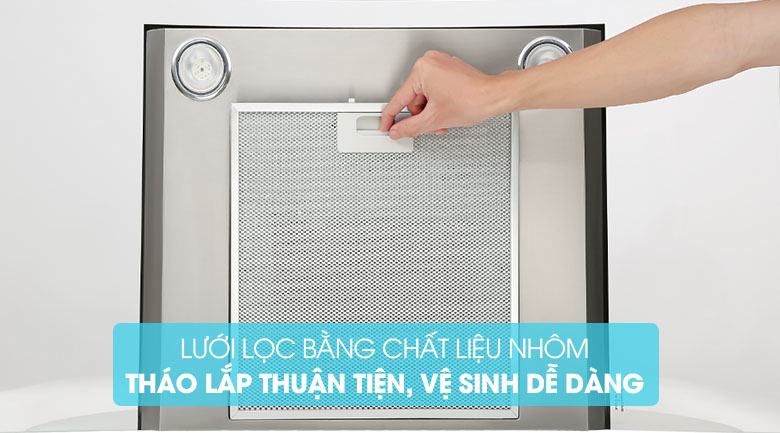 Lưới lọc làm bằng hợp kim nhôm cao cấp - Máy hút mùi áp tường Hafele HH-WG90B.