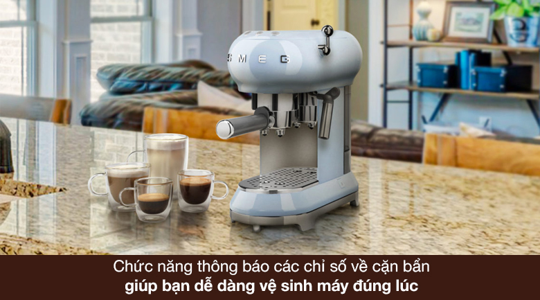 Máy pha cà phê Smeg ECF01PBEU (535.43.658) - Chức năng thông báo chỉ số cặn