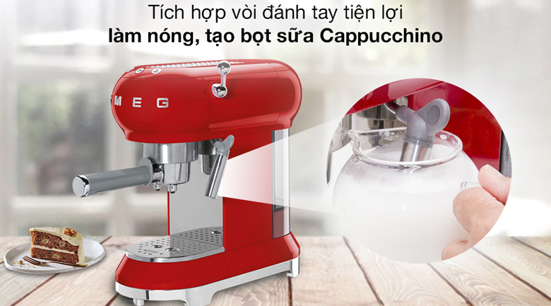 Máy pha cà phê Smeg ECF01RDEU (535.43.659) - Vòi đánh