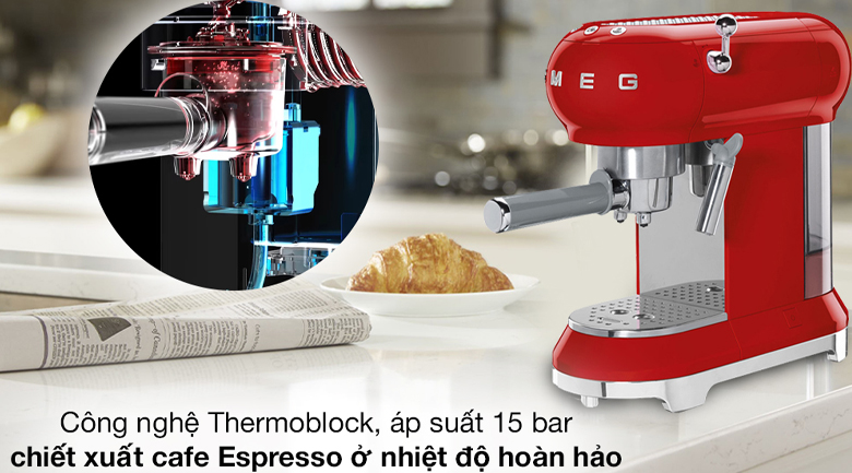 Máy pha cà phê Smeg ECF01RDEU (535.43.659) - Thermoblock