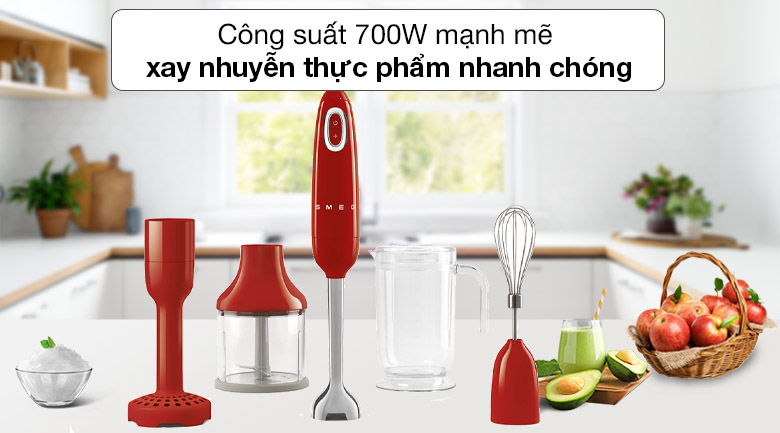 Công suất - Máy xay cầm tay Smeg HBF02RDEU (535.43.619)