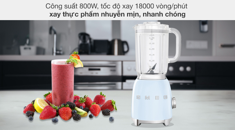 Máy xay sinh tố Smeg BLF01PBEU (535.43.638) - Công suất mạnh mẽ 800W