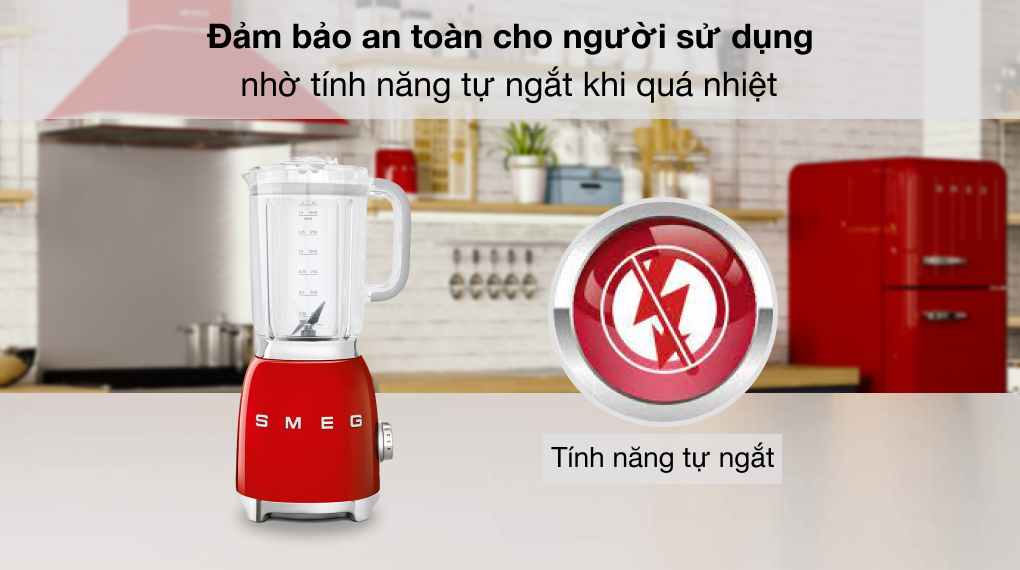 Máy xay sinh tố Smeg BLF01RDEU (535.43.639) - Tính năng tự ngắt