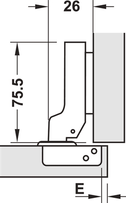 Bản lề âm, Metalla SM 110°, inox, gắn trùm bán phần, Mã số 315.06.351