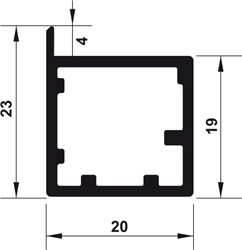 Khung kính nhôm, Thanh nhôm S01, 20 x 23 mm, Mã số 563.58.923