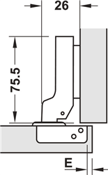 Bản lề âm, Metalla SM 110°, inox, gắn trùm bán phần, Mã số 483.01.721