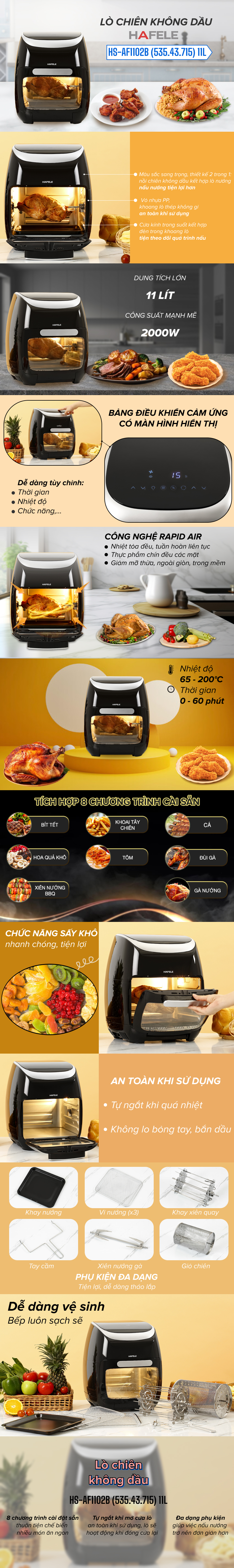 Lò chiên không dầu Hafele HS-AF1102B (535.43.715) 11 lít - Tổng quan