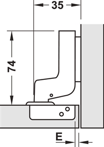 Bản lề âm, Metalla SM 110°, inox, lắp âm, Mã số 315.06.352