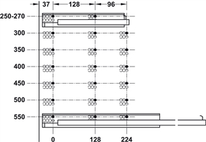 Ray âm Hafele EPC Plus 433.03.005 (dài 450mm, giảm chấn, mở 3/4)