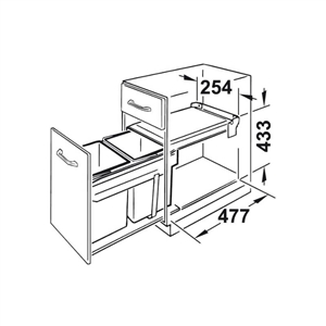 Thùng rác đôi Hafele 502.72.761 (chiều rộng tủ 300mm)
