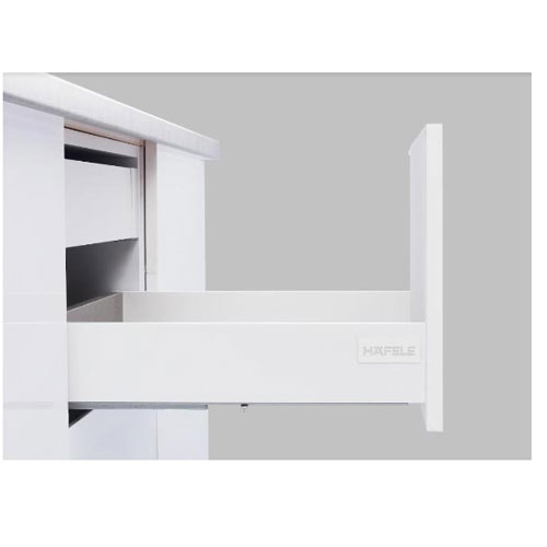 Ray hộp Hafele Alto S 552.49.716 (cao 80mm, giảm chấn, trắng mờ)