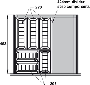 Bộ khay chia ngăn kéo Hafele 552.52.392 (inox, xám đậm)
