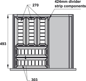 Bộ khay chia ngăn kéo Hafele 552.52.891 (inox, trắng mờ)