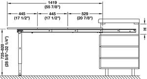 Phụ kiện bàn kéo và xếp Hafele 642.19.927