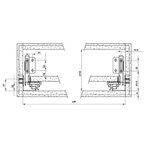 Ray hộp Hafele Alto S 552.49.316 (80mm, giảm chấn, xám đậm)