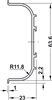 Tay nắm dạng thanh âm, ngang, Nhôm, cho mặt trước không tay nắm, Mã số 126.36.900