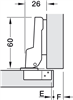 Bản lề âm, Häfele Metalla 310 A 110°, trùm nửa/đôi, Mã số 311.88.531