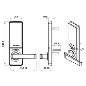Khóa điện tử Hafele EL7000-TC 912.05.496 màu đen, thân khóa lớn