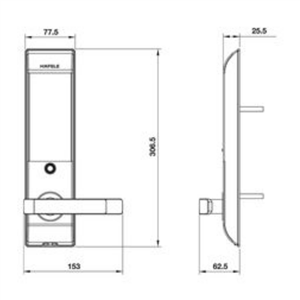 Khóa điện tử Hafele EL7500-TC 912.05.685 màu vàng hồng, thân khóa lớn