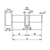 Ruột khóa cửa phòng vệ sinh, đầu vặn oval 66mm Hafele 916.63.641