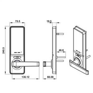 Khóa điện tử Hafele EL7000-TC 912.05.495 màu đen, thân khóa nhỏ