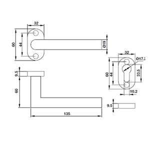 Tay nắm gạt Hafele 903.80.004