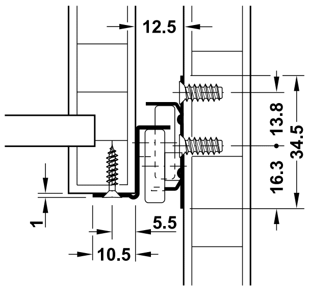 Ray Bánh Xe Mở 3/4 Dài 450mm Hafele 431.16.704