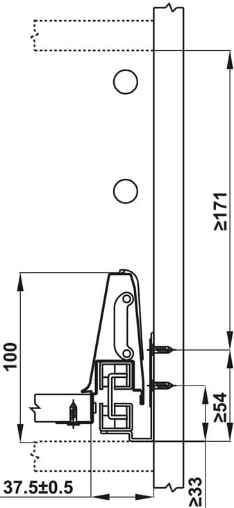 Ray hộp Hafele Alto 552.79.785 (cao 199mm, giảm chấn, xám đậm)