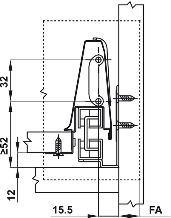Ray hộp Hafele Alto 552.75.005 (cao 84mm, giảm chấn, xám đậm)