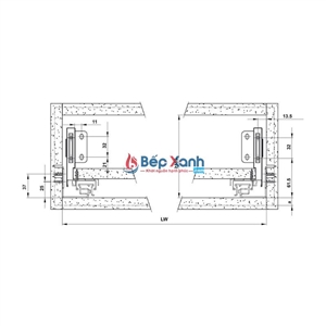 Ray hộp Hafele Alto S 552.49.735 (cao 120mm, giảm chấn, trắng mờ)