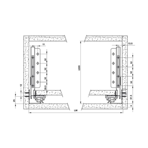 Ray hộp Hafele Alto S Inner 552.55.308 (cao 170mm, thanh vuông, giảm chấn, xám đậm)